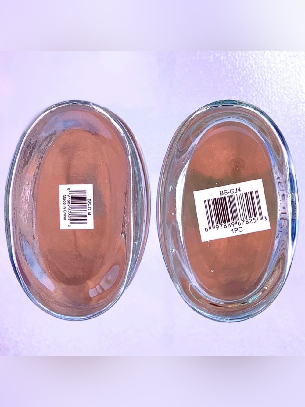 Steeltek Glass Oval Vanity Jars with Stainless Steel Lids ~ Set of 2 - Picture 4 of 4